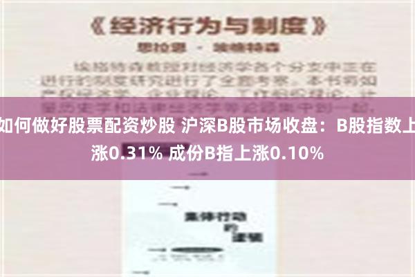 如何做好股票配资炒股 沪深B股市场收盘：B股指数上涨0.31% 成份B指上涨0.10%